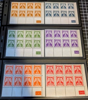 GERMANY 1943, BOHEMIA & MORAVIA OFFICIALS, COMPLETE LUXURY CORNER BLOCKS/8, MNH. - Image 1 of 2