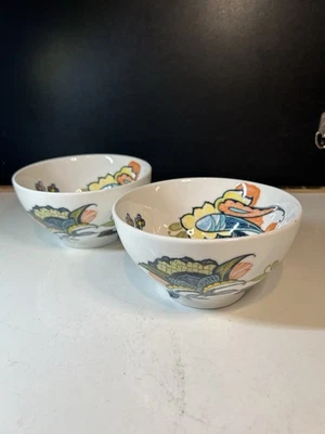 Anthropologie (2) Deep Floral Bowls (hard To Find!) - Image 1 of 4