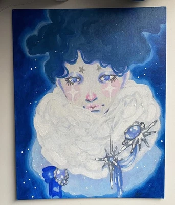 Celestial Star Circus Clown Fantasy Painting On 11x14 Canvas Board - Image 1 of 4