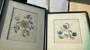 2-Vintage Polish Paper Cutting or Dutch /German Style Floral folk art By M.Pissa - Picture 1 of 13