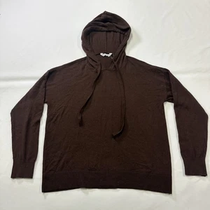 Cashmere Blend Hoodie Sweater Womens Medium Brown Lightweight - Picture 1 of 7