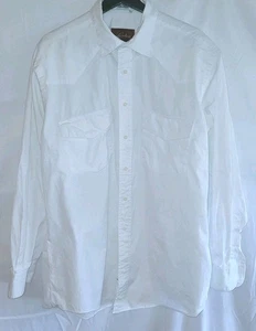 Lucchese Pinpoint Cotton Oxford Mens 17/35 Long Sleeve Button Front Shirt White - Picture 1 of 14