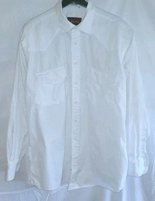 Lucchese Pinpoint Cotton Oxford Mens 17/35 Long Sleeve Button Front Shirt White - Image 1 of 4