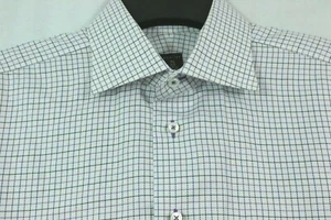 Robert Talbott ESTATE Size 16 Checkered Plaid Dress Shirt Hand Crafted Cotton - Picture 1 of 8