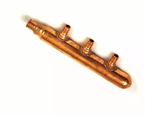 Collettore idraulico PEX 3 porte 3/4" x 1/2" ottone estremità chiusa senza piombo - Foto 1 di 1