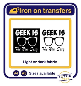 Personalised GEEK NERD SEXY hen do fancy dress iron on t-shirt transfers a5 a4 - Picture 1 of 3