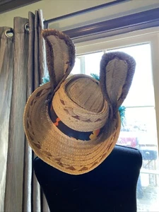 Vintage Woven Cowboy Bermuda Hat With Donkey Ears And Tail - Picture 1 of 11