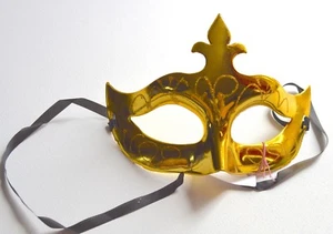 NEW Shiny Gold metal plastic glitter swirl Masquerade Eye Mask Gothic halloween - Picture 1 of 1