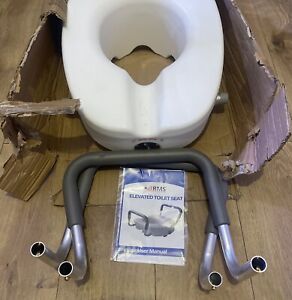 RMS TSR-500 Raised Toilet Seat 5” Elevated Riser with Adjustable Padded Arms