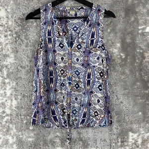 Top Lucky Brand taglia S boho cravatta con bottoni davanti scollo a V leggero festival costiero - Foto 1 di 7