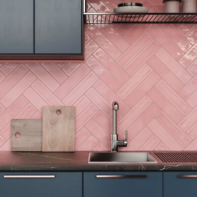 3x12 Pink Ceramic Subway Wall Tile - Image 1 of 2