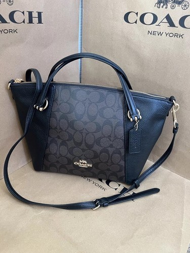 BORSA COACH C6230 KACEY NUOVA CON ETICHETTE FIRMA TELA PELLE MARRONE NERA Nuova ORIGINALE