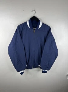 Giacca tela vintage adulto grande blu navy full zip bomber cotone anni 80 90 B46 - Foto 1 di 8
