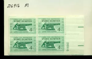 1961 Como Nuevo NH JUEGO Bloque de Placas - Scott#1178 P#26916 Fort Sumter - Imagen 1 de 2
