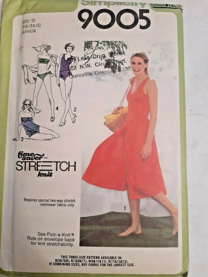 Swimsuit Bikini Wrap Skirt Simplicity Sewing Pattern 9005 Size 11 13 15 VTG UC - Image 1 of 4