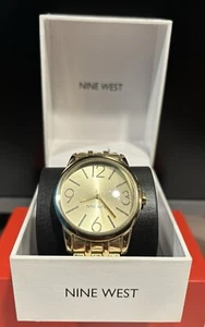 Nine West NW/1578CHGB Analog Gold-Tone Bracelet Watch WITH BOX AND ALL LINKS - Picture 1 of 6