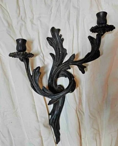 Vtg Italian Florentine Black Iron Sconce - Picture 1 of 3