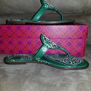 Tory Burch bedruckte Zehenstegsandalen mit passender Gesichtsmaske 7,5 brandneu - Bild 1 von 8