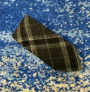 Polo Ralph Lauren Gray Black Off-White Bias Plaid 100% Cashmere Necktie USA - Picture 1 of 8