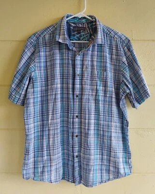 IKE by IKE BEHAR Mens White/Blue/Green Button Down Shirt Size L Foto 1 de 4