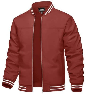 Men's Bomber Jacket Lightweight Sportswear Spring Fall Casual Coats Windbreaker - Image 1 of 4