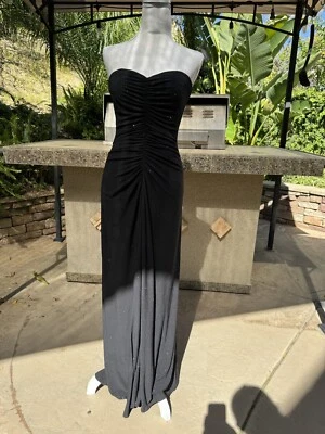 Vintage JS Boutique long black Strapless Sparkle Dress Size 4 - Image 1 of 4