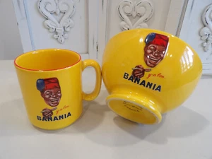 Taza amarilla y cuenco pedestal BANANIA CPC Francia vintage RARO (y a' bon..) - Imagen 1 de 9