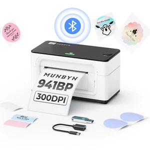MUNBYN Bluetooth 300DPI Thermal Printer 4x6 Shipping Label Printer For USPS UPS - Picture 1 of 14