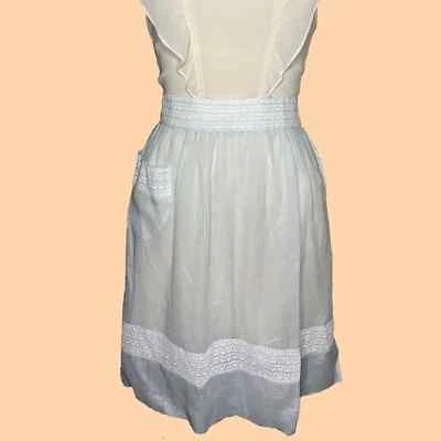 Beautiful vintage embroidered blue chiffon apron - Image 1 of 4