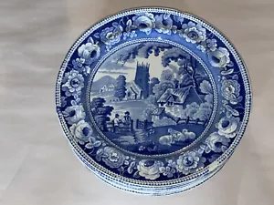 LNRP2 Historical Staffordshire Blue Plate Village Church Sheep 9 Available 1820 - Bild 1 von 8