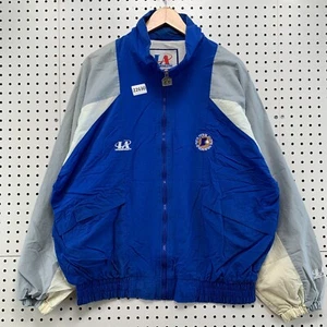 Vintage 90s Logo Athletic Windbreaker Jacket Royal Blue Mens Large   YOUTHLINKS - Picture 1 of 16