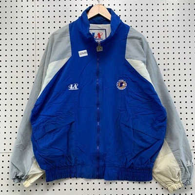 Vintage 90s Logo Athletic Windbreaker Jacket Royal Blue Mens Large   YOUTHLINKS - Image 1 of 4