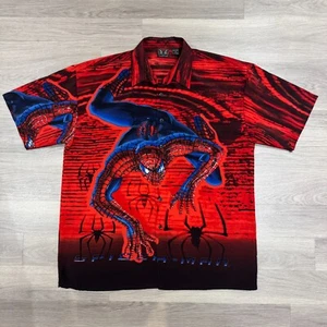 Spider Man Shirt Mens Medium Red Vintage 2002 All Over Print Marvel Movies - Picture 1 of 13