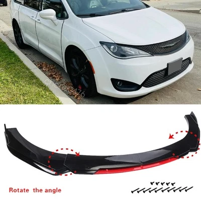 Black+Red Car Front Bumper Lip Spoiler Splitter Body Kit For Chrysler Pacifica Foto 1 de 4