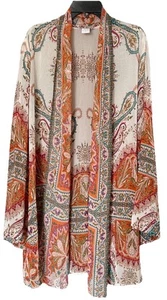 Soft Surroundings Womens LN Floral Semi Sheer Kimono Open Front Wrap Large ARTSY - Picture 1 of 7