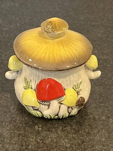 Vintage Arnel’s Double Sided Mushroom Pattern 5" Sugar Jar w/Lid 1970's🔥 - Picture 1 of 14