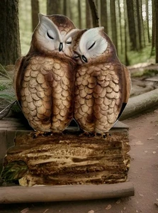 Estatuilla de búhos acurrucados de porcelana Gorham de colección caja de música solo búhos - Imagen 1 de 11