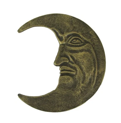 Bronze Finish Cast Iron Crescent Man in the Moon Face Wall Hanging 11.75 Inches - Image 1 of 4