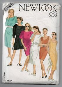 Vintage 80's New Look Sewing Pattern 6253 (8-18) Straight Dress