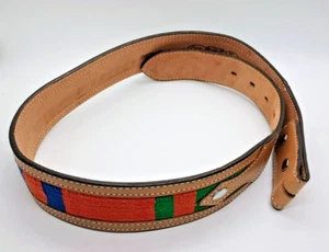 Vintage 90er Circle Y of Yoakum Ledergürtel bunt gestreift Westerneinsätze Gr. 32 - Bild 1 von 8