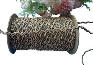 VENTA Cordón Trenza, 1/4 pulgada de ancho color azul marino/oro precio 10 yardas - Imagen 1 de 4
