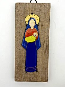 Emaille auf Kupfer Wandplakette Jungfrau Maria Jesus Kupfer Kunstdekor Madonna Kind - Bild 1 von 12