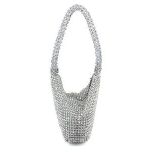 -inlaid Shoulder Bag Triangle Rhinestones Clutch Full Evening Travel - Picture 1 of 12