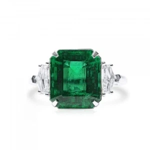 18ct Solid Gold Stunning Vivid Emerald & Genuine Diamond Statement Ring VS - Picture 1 of 1
