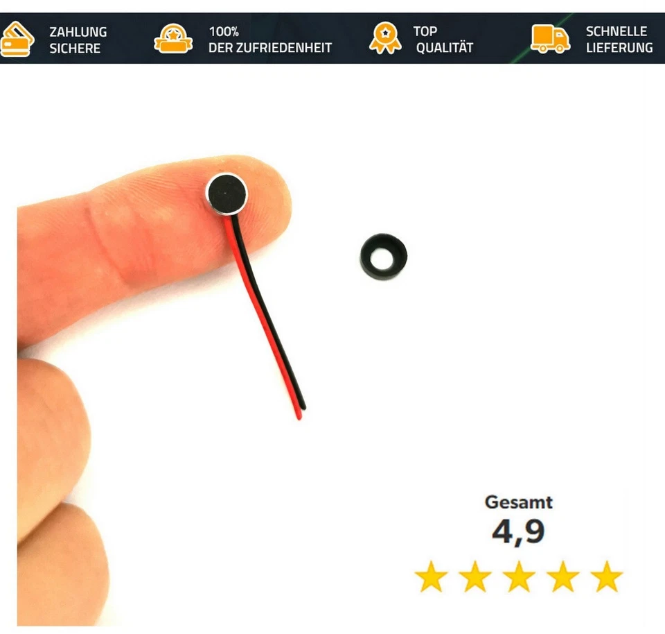 Mini  Mikrofon Ø 6mm x 2mm Spy Miniatur Für einbauen - Bild 1 von 4