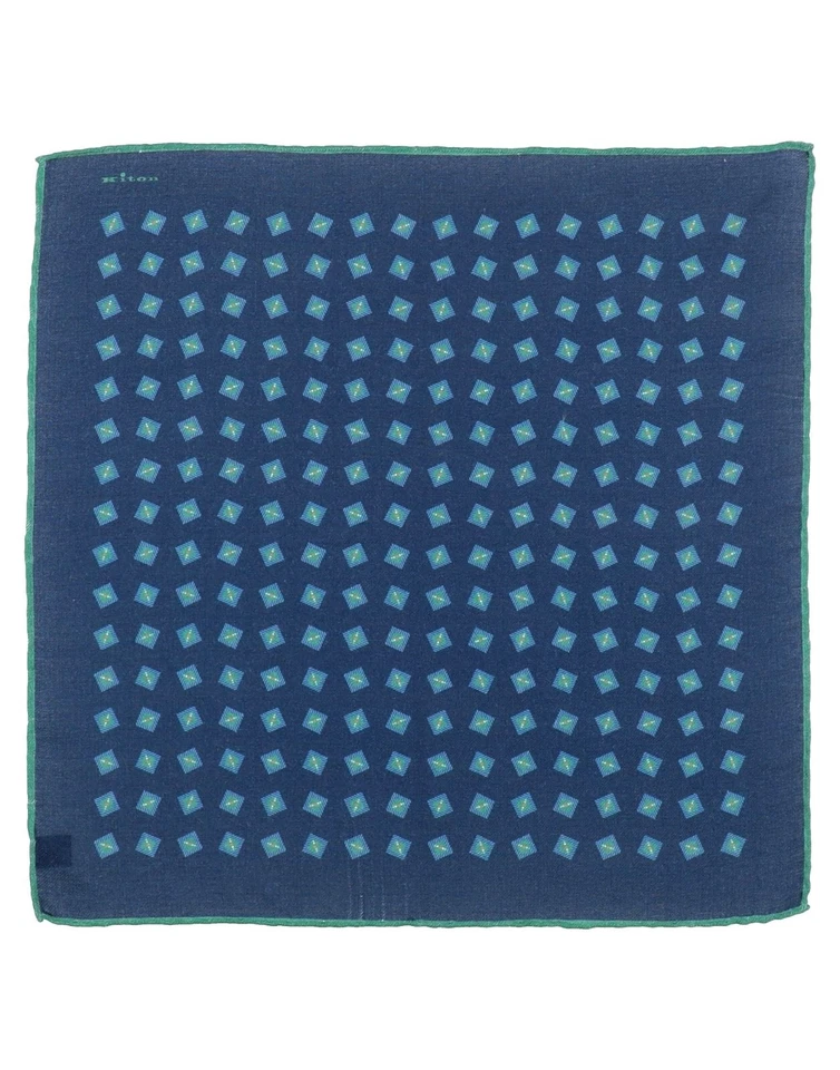 New Kiton Napoli Cashmere Silk Pocket Square Blue 15.5" X 15.5" - Image 1 of 1