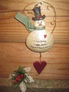 KURT S ADLER RESIN Country Snowman with Red Hearts Christmas Ornament - Picture 1 of 3