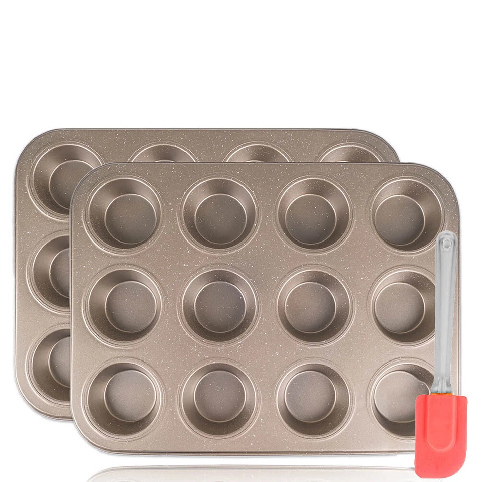 2x 12er Gold Muffinform Backform Muffinförmchen Backblech Blechform Blech  - Bild 1 von 1