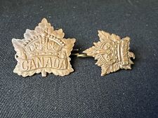 Pair of WWI Canadian Hat Badge Crown Over Maple Leaf Military Birks & Roden Bros