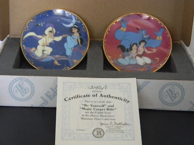 Mini placas Braford Exchange Disney "Alladin" raras de 2 piezas con caja y certificado de autenticidad Foto 1 de 4